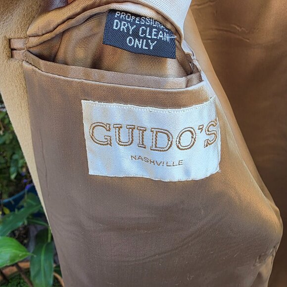 Vtg 100% Imported Mongolian Cashmere Long Coat by Guidos Mens Sz L?? Khaki - Picture 7 of 12